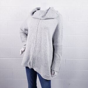 Dreamers Cowl Neck Oversized Tunic Sweater Gray Chunky Knit Women's Size Medium